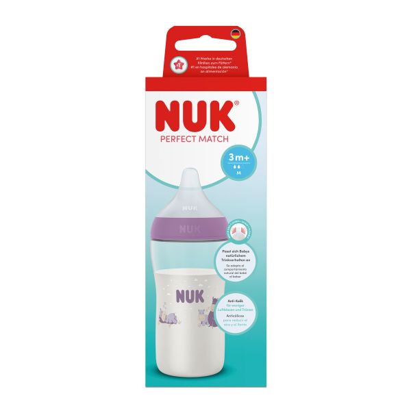 NUK Perfect Match Шише РР 260мл. със силиконов биберон за хранене M, 3+ мес., Хипо 