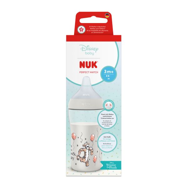 NUK Perfect Match Шише РР 260мл. със силиконов биберон за хранене M, 3+ мес., Дисни, Тигър