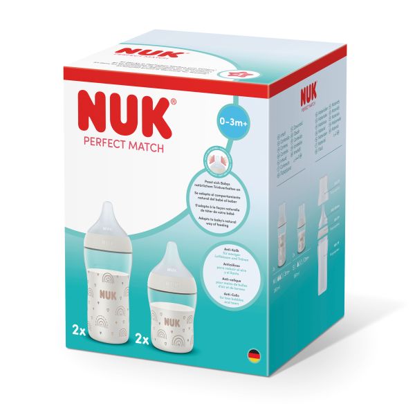 NUK Perfect Match Сет шишета РР, 4 части - 2х150мл. + 2х260мл., Дъга