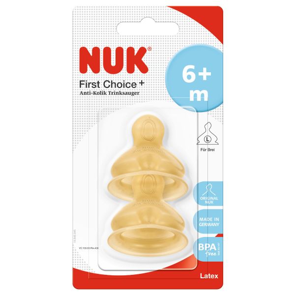 NUK FIRST CHOICE биберон за хранене каучук 6-18м 2бр., р-р L