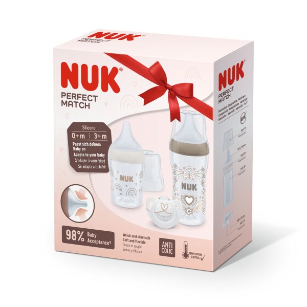 NUK Perfect Match РР Сет Подаръчен 3 части, Сърце и Дъга