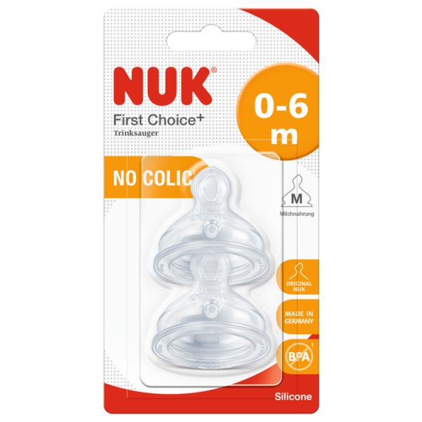 NUK FIRST CHOICE+ биберон храна силикон 2 бр. 0-6мес., р-р M