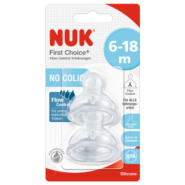 NUK FIRST CHOICE+ биберон храна силикон 2 бр. 6-18мес., flow control