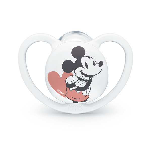 NUK биберон залъгалка силикон 6-18 мес. 1бр Space Mickey+ box