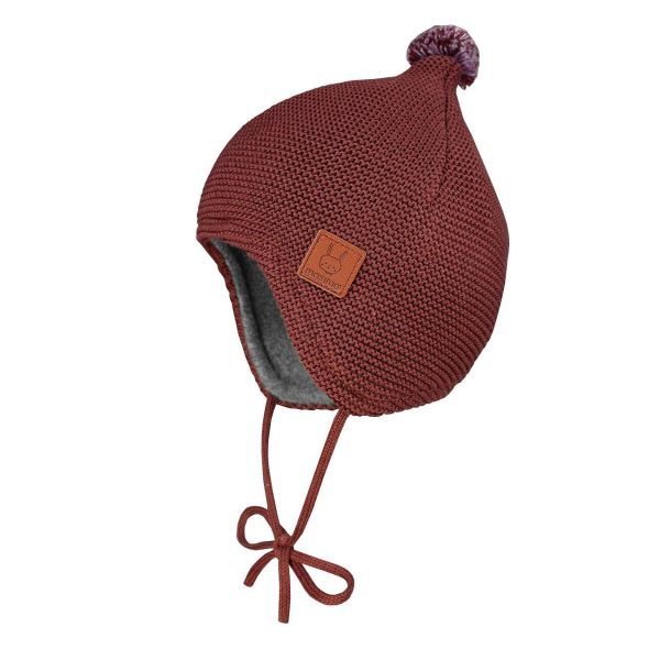 Maximo Зимна шапка червена плетка с помпон