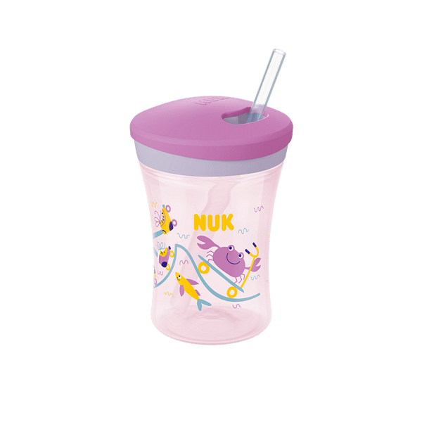 NUK EVOLUTION Action Cup Чаша 230мл. със сламка, 12+ мес. Лилава
