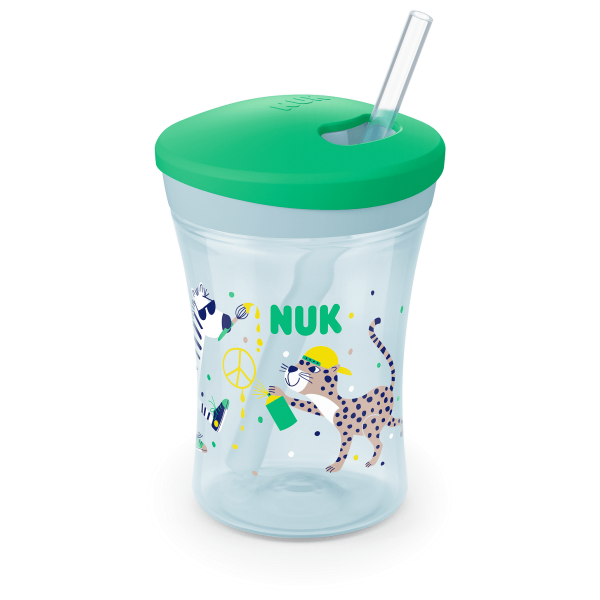 NUK EVOLUTION Action Cup Чаша 230мл. със сламка, 12+ мес., Зелена