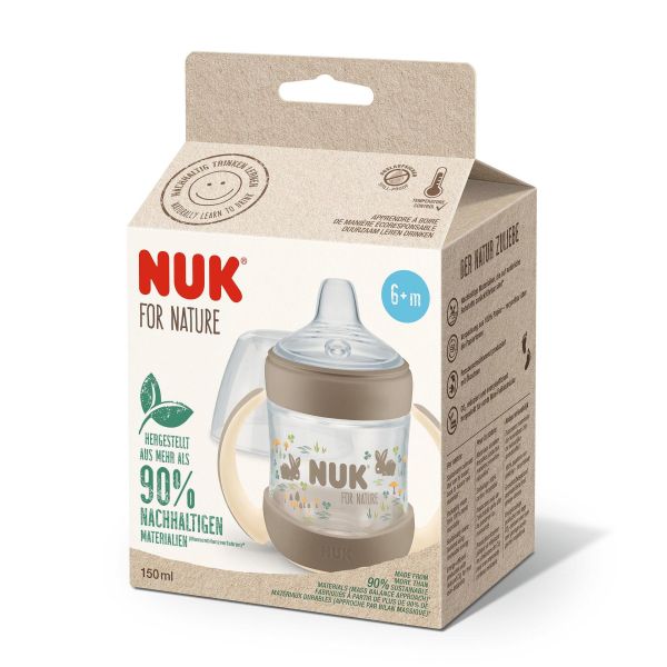 NUK for NATURE Шише за сок РР Temperature Control 150мл. със силиконов накрайник 6+мес. Крем