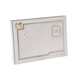 GAMBERRITOS Комплект летни чаршафи, 3 части за легло 60х120см., бродерия цветчета