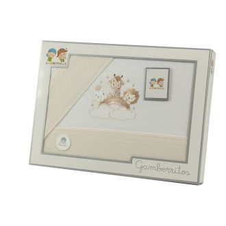 GAMBERRITOS Комплект летни чаршафи, 3 части за легло 60х120см. Животни, бежово