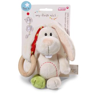 NICI Играчка Заекът Тили с дървен ринг, 15см. 3+ мес.