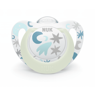 NUK биберон залъгалка силикон 0-6мес. 1бр. STAR Night + box