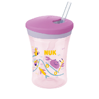 NUK EVOLUTION Action Cup Чаша 230мл. със сламка, 12+ мес. Лилава