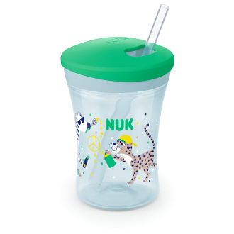 NUK EVOLUTION Action Cup Чаша 230мл. със сламка, 12+ мес., Зелена