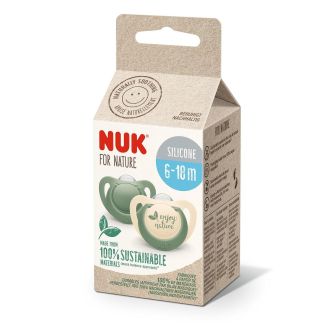 NUK for NATURE биберон залъгалка силикон 6-18 мес. 2бр. Зелена