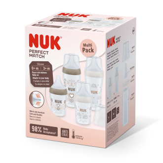 NUK Perfect Match Сет 4 шишета РР - 2х150мл. + 2х260мл., Сърце и Дъга 